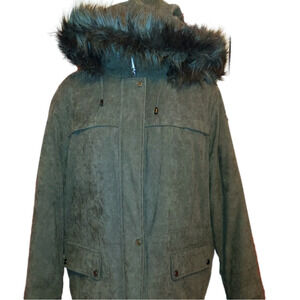 Braetan Hooded Faux Suede Parka Coat Jacket XL
